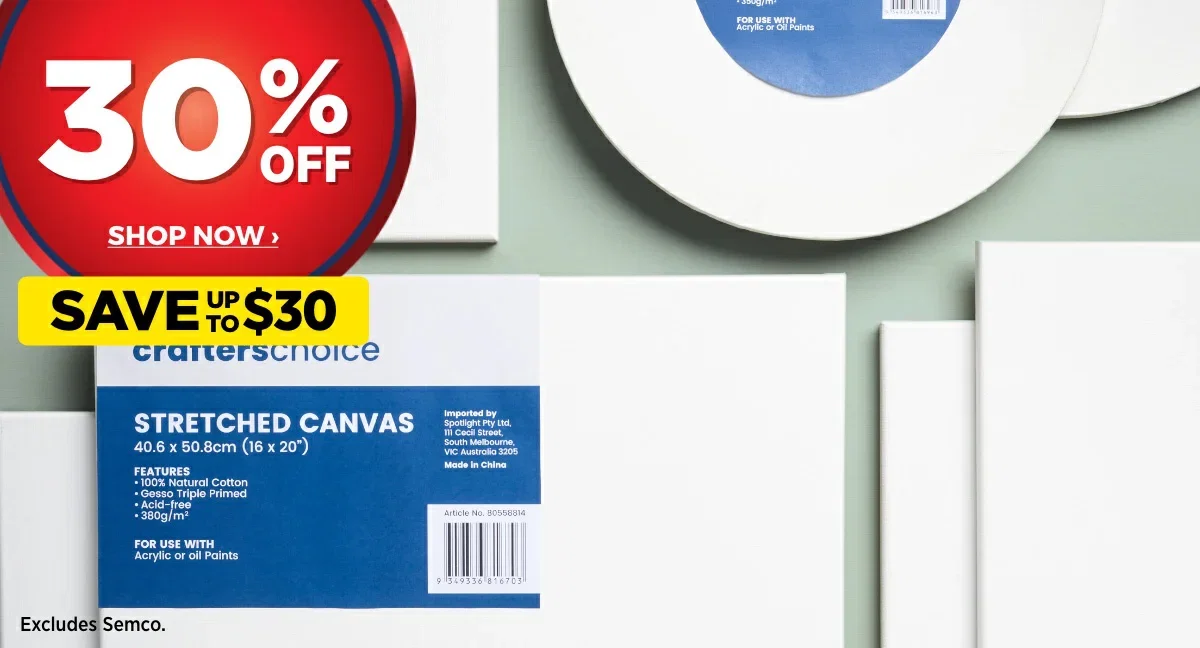30% Off ALL Canvas, Panels And Boards