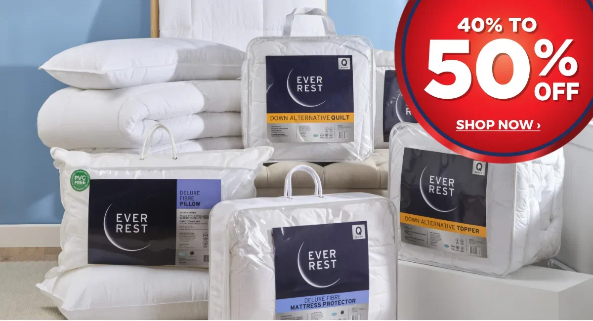 40% To 50% Off ALL Pillows & Quilts