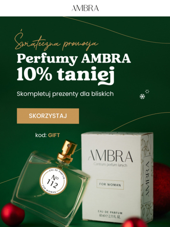 Poczuj magię Świąt! Skorzystaj z 10% rabatu na wszystkie perfumy AMBRA