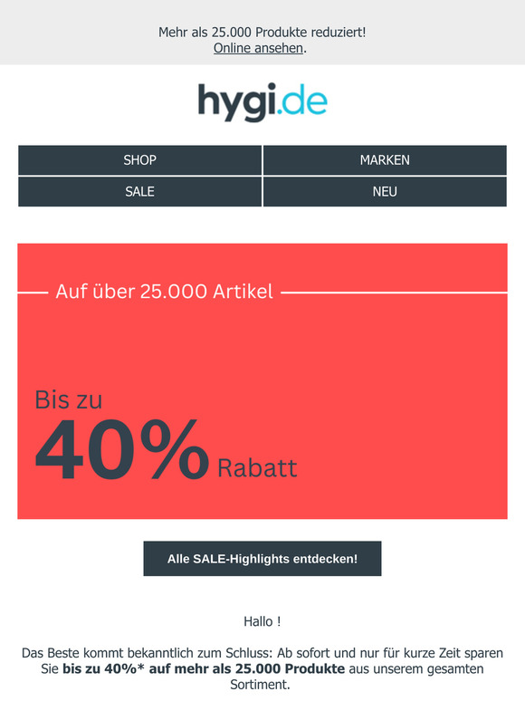 Jetzt zugreifen: Bis zu 40% im größten SALE des Jahres!