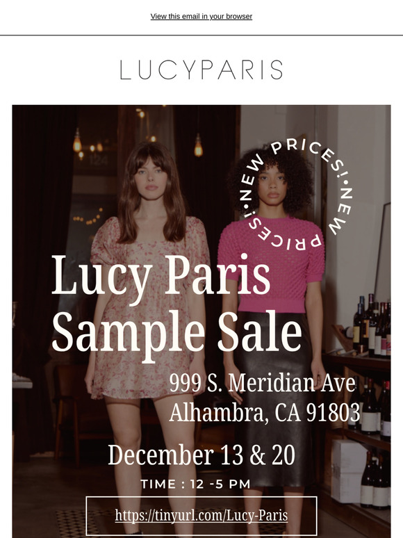 Sample SALE! This Friday December 13th