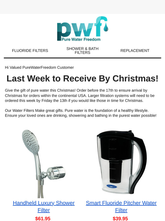 🎅Give the Gift of Pure Water! 1 week left