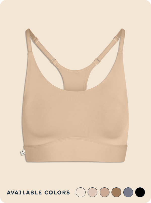 Bliss Racerback Bralette - Beige. Available colors: rose, beige, tan, brown, steel, and black