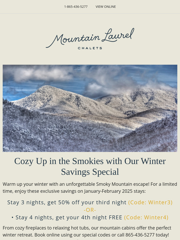 Beat the Winter Blues with Up to 25% Off Your Mountain Getaway!