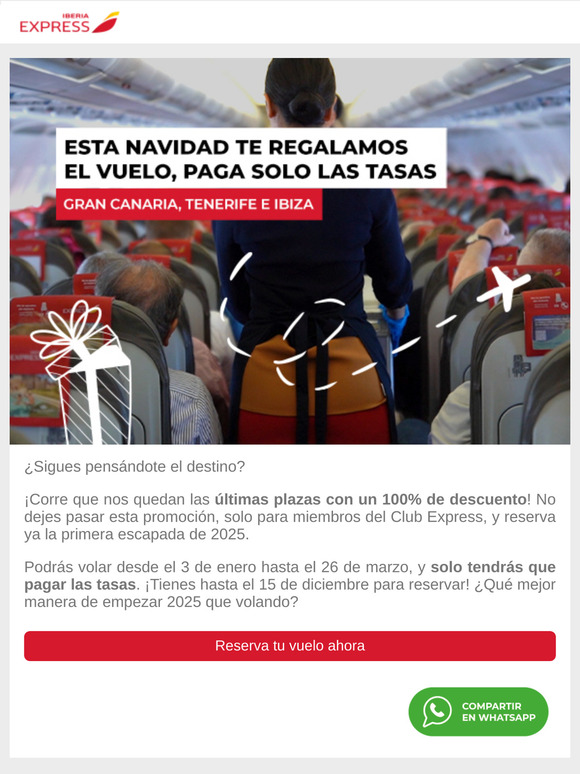 ¡Últimas plazas con 100% de descuento! - Iberia Express