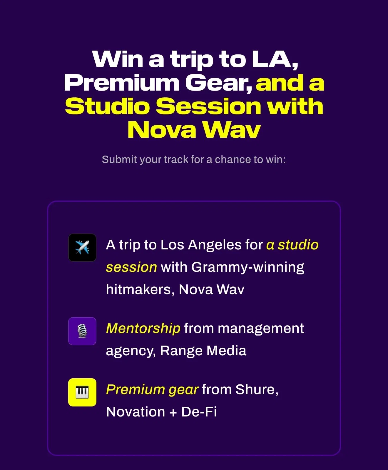 Win Free Gear + a Studio Session with Nova Wav - Enter to win