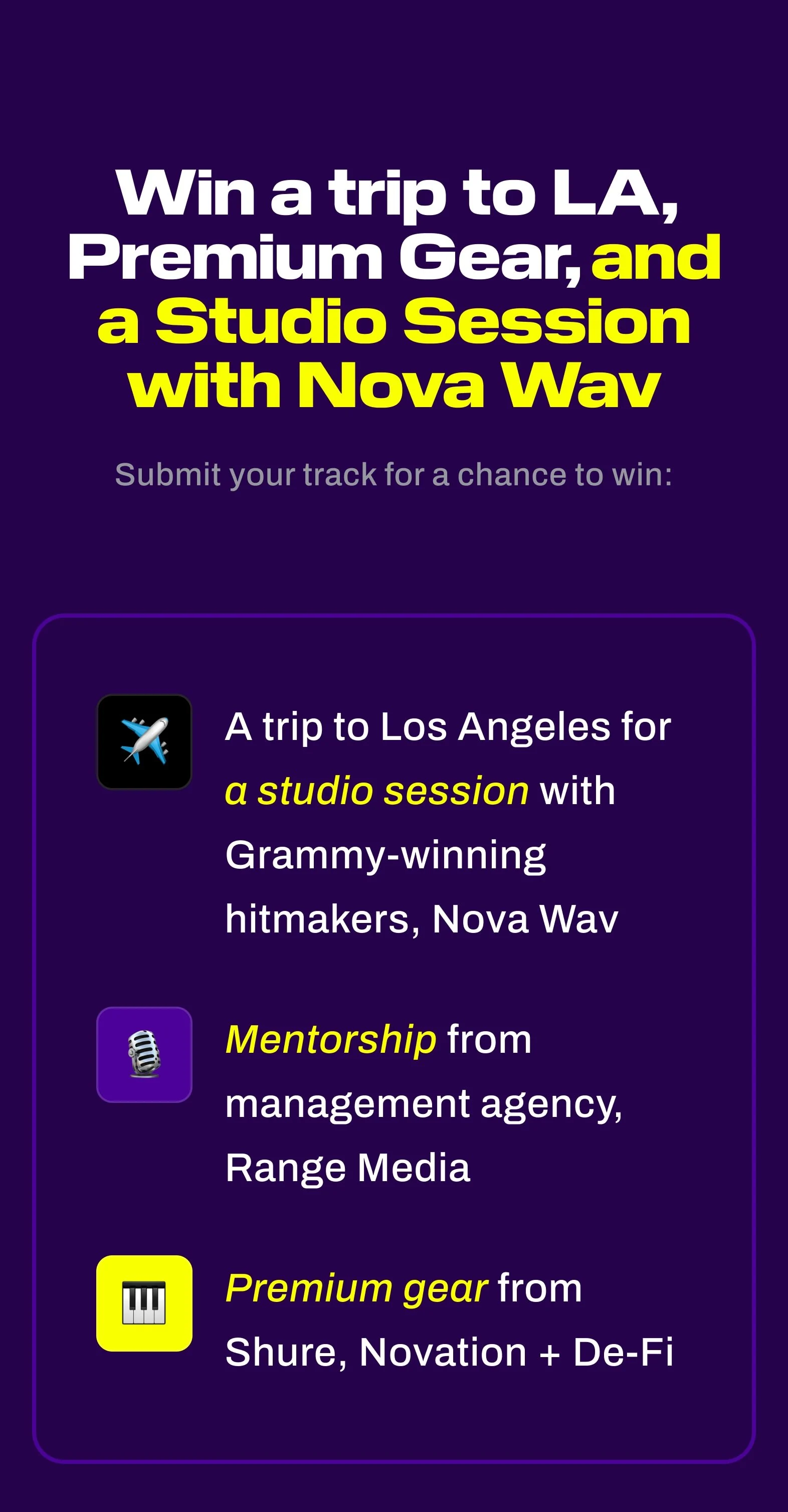 Win Free Gear + a Studio Session with Nova Wav - Enter to win