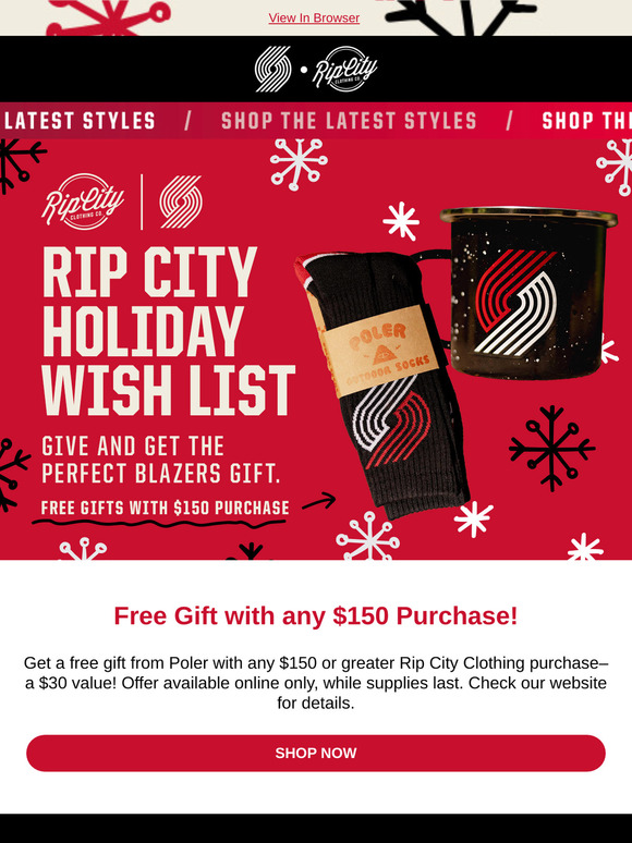 FREE gift with $150 Rip City Clothing purchase
