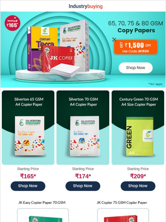 70 GSM multipurpose copier papers at @ ₹174*