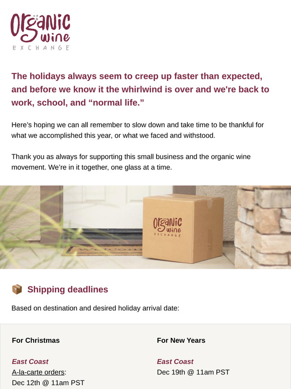 Shipping deadlines, gift ideas, coupons