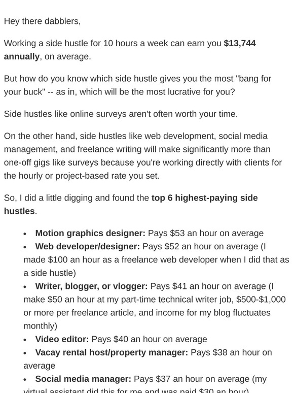 Highest-paying side hustles