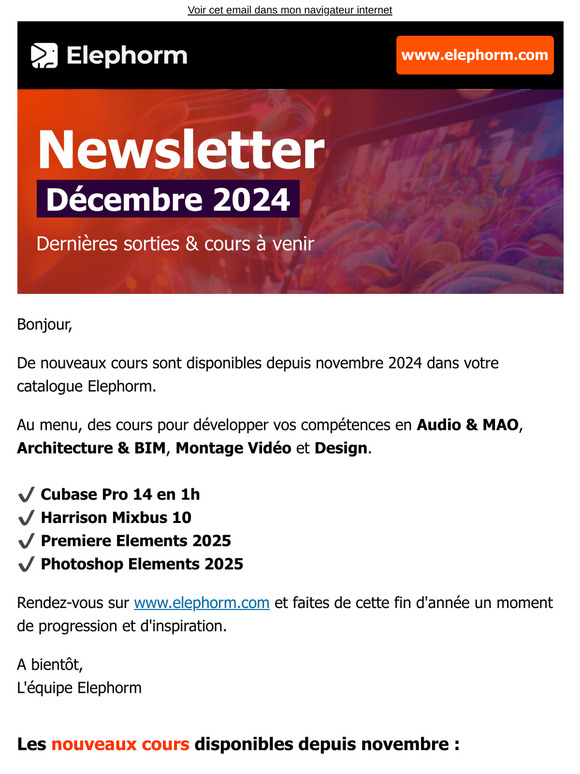 Newsletter de Décembre - Elephorm.com