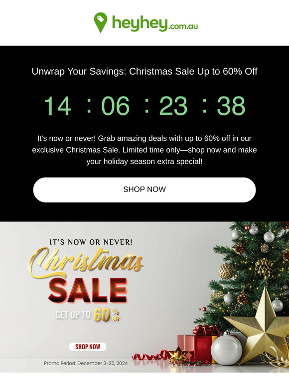 🎁 It's Now or Never: Christmas Sale Up to 60% Off! 🎄