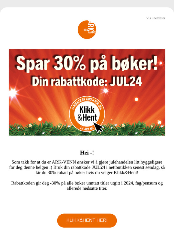 ⏰ Spar 30% på bøker | Bruk rabattkoden i nettbutikken