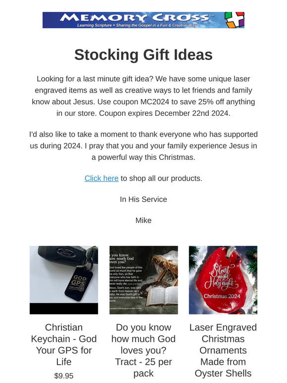 Save 25% on last minute gift ideas from Memory Cross
