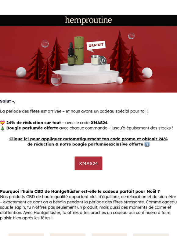 24% de réduction sur tout 🎄 + Bougie parfumée offerte avec chaque commande !