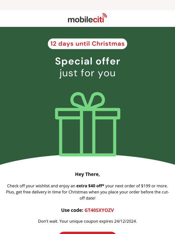 $40 OFF your next order