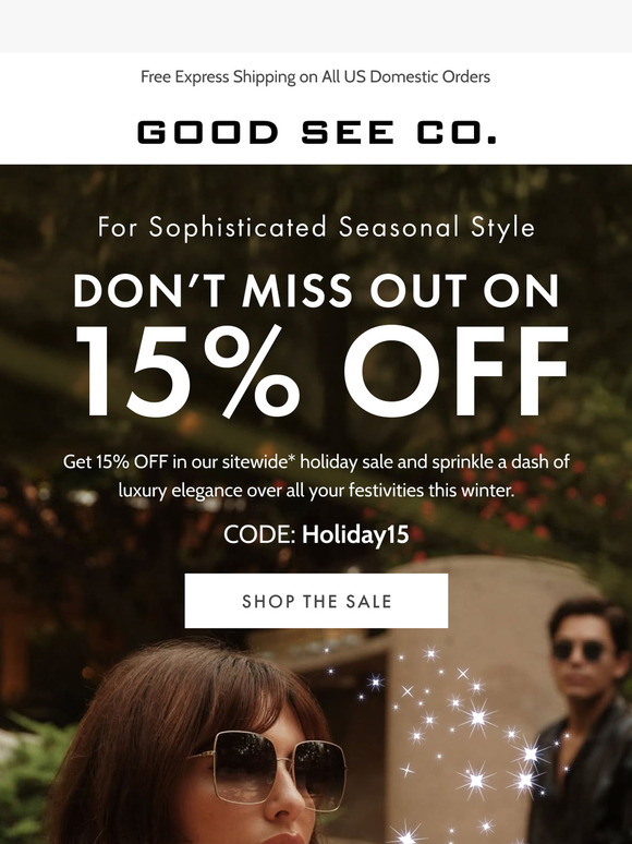 15% OFF Holiday Sale Continues