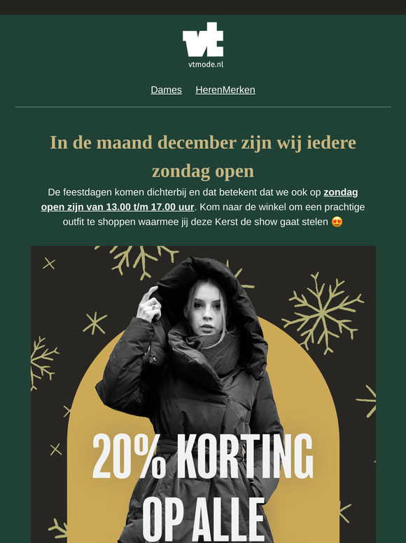 20% Korting op alle winterjassen én koopzondag