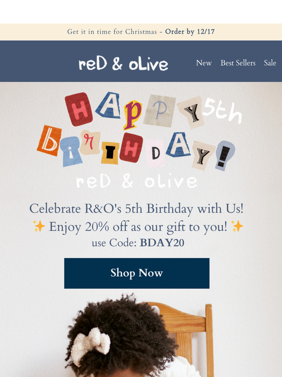 🎂 Five Years of Red & Olive Magic—Enjoy 20% Off!