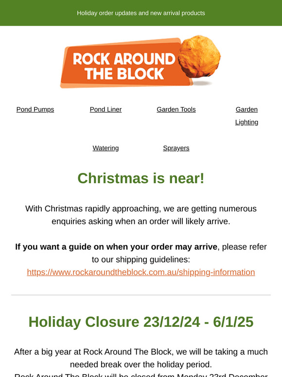 Get your orders in before the break!