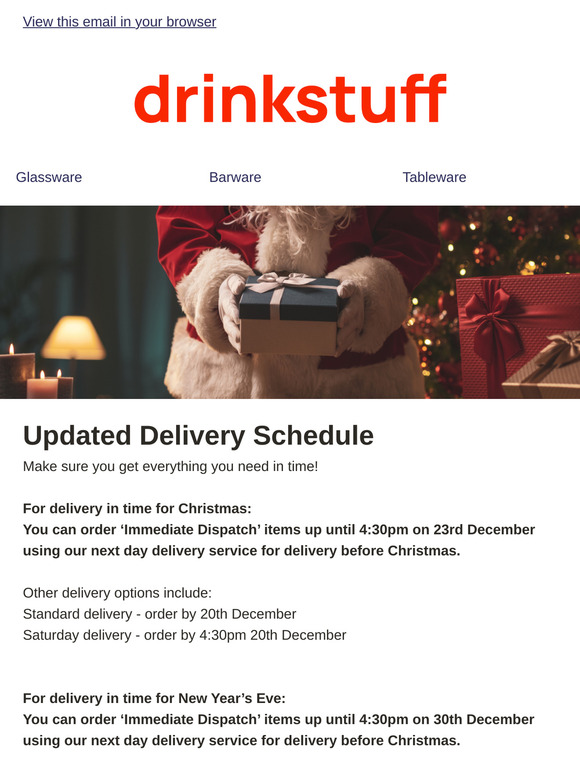 An Update On Our Christmas Delivery Schedule