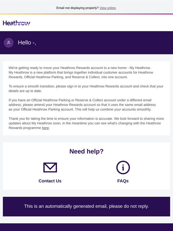 Your Heathrow Rewards account is moving