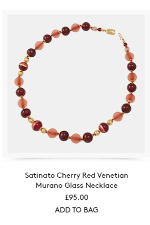 Satinato cherry red venetian murano glass necklace. £95.00. Add to bag