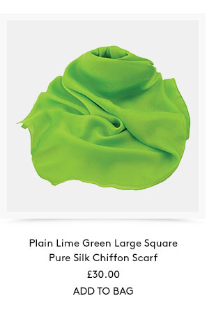 Plain lime green large square pure silk chiffon scarf. £30.00. Add to bag