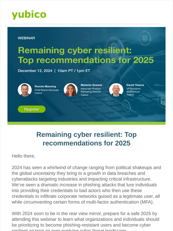 Prepare to be cyber resilient in 2025: Create phishing-resistant users with the most secure passkeys