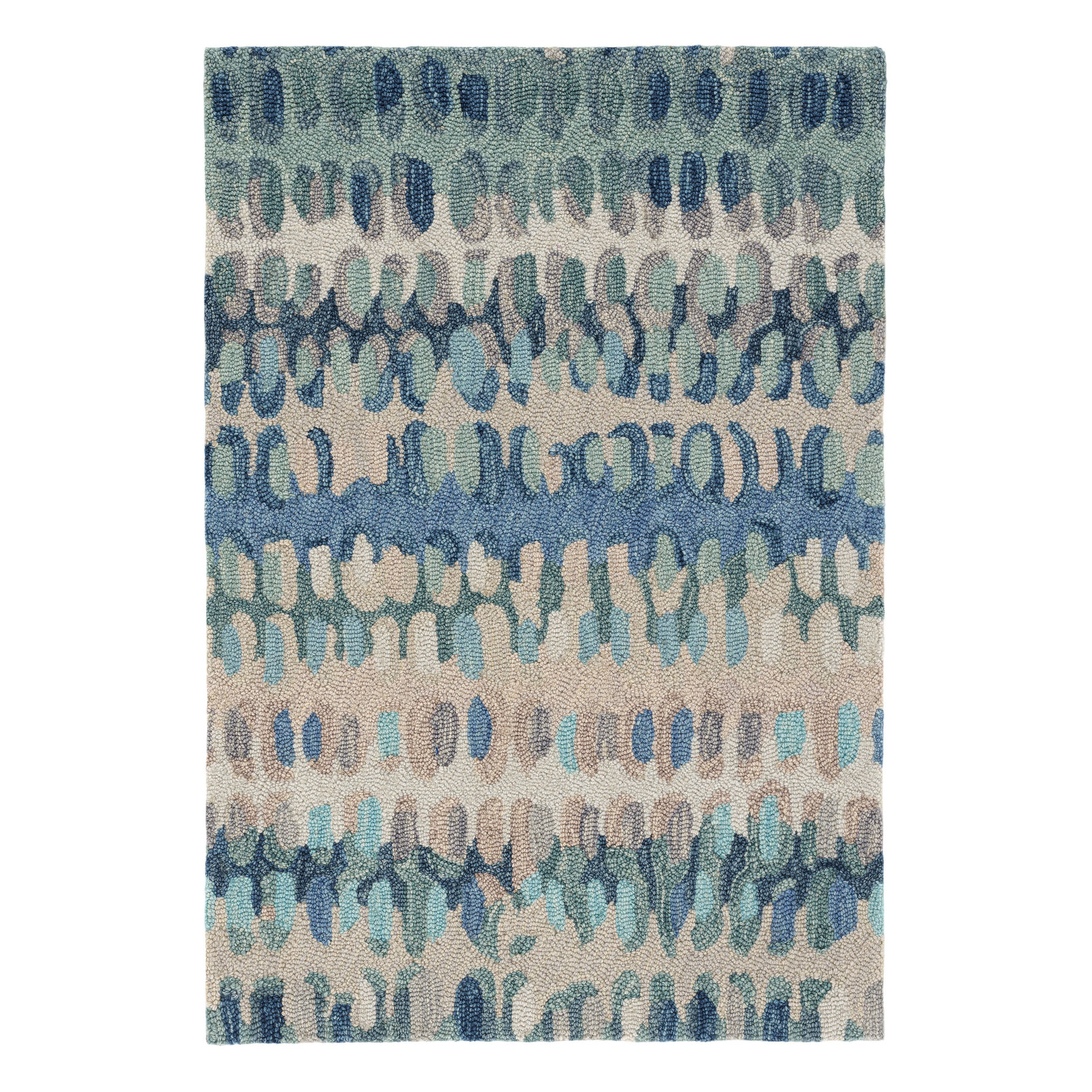 Image of Paint Chip Blue Hand Micro Hooked Wool Rug