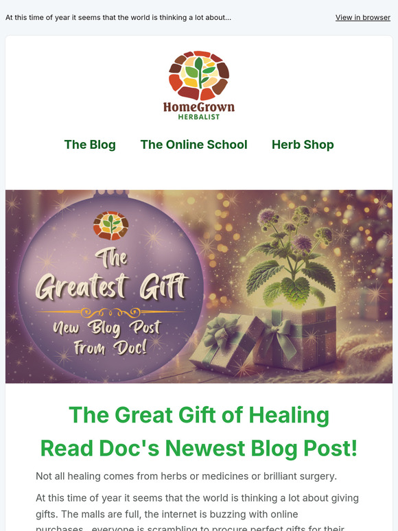Giving The Great Gift of Healing 💗... New BLOG From DOC!