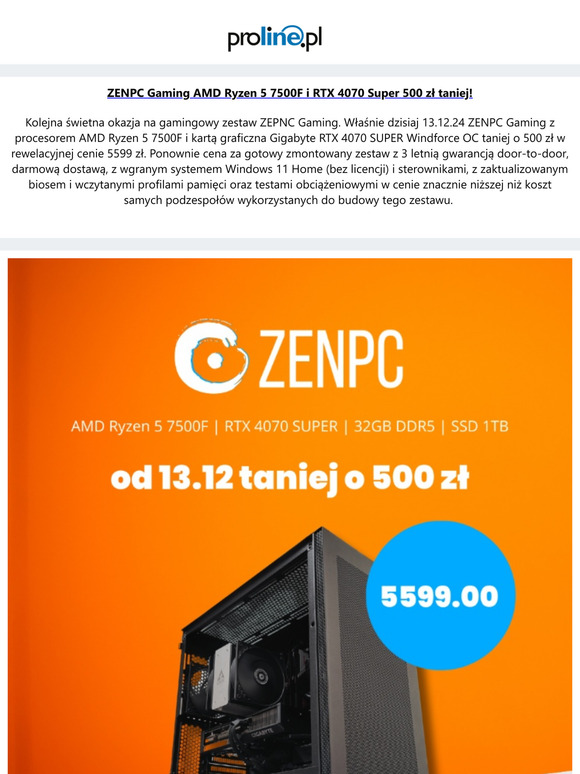 500 zł rabatu na ZENPC Gaming