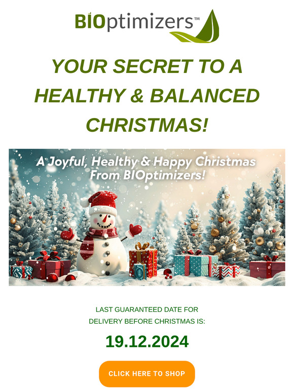 A Joyful, Healthy & Happy Christmas from BiOptimizers!💚🎄