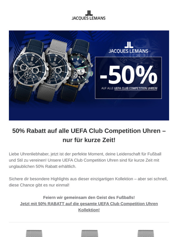 50% auf alle UEFA Club Competition Uhren