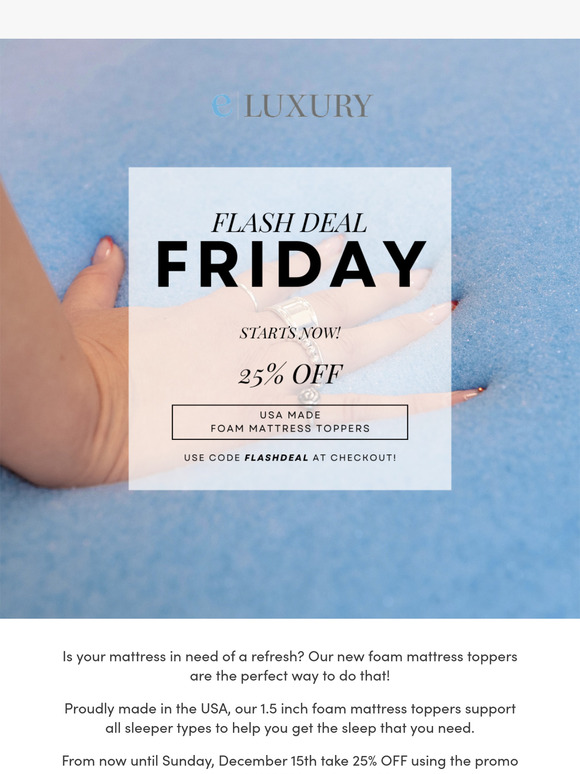 FLASH DEAL FRIDAY‼️ 25% OFF USA MADE FOAM MATTRESS TOPPERS‼️