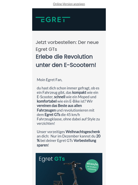 Der neue Egret GTs: Jetzt vorbestellen