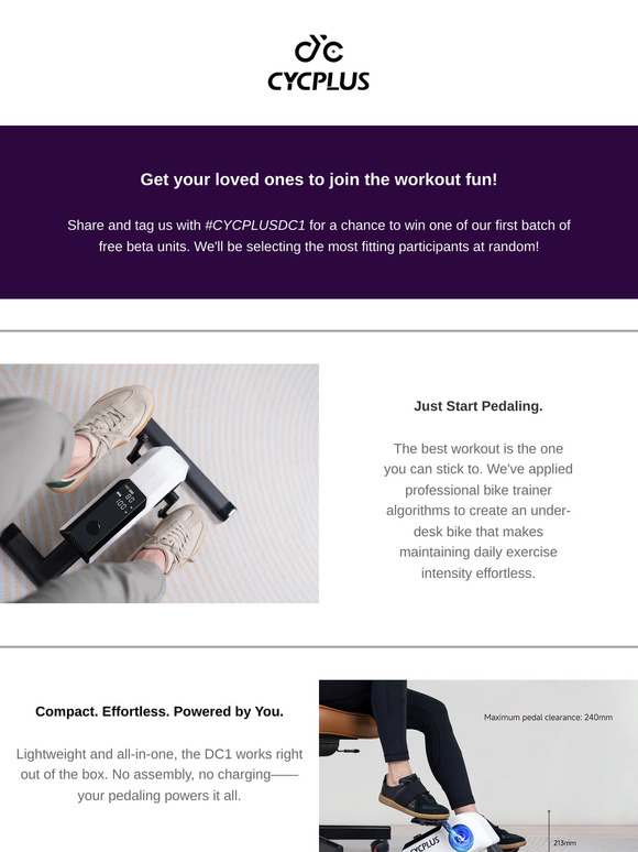 New! CYCPLUS DC1 Simplified Desk-Side Exerciser