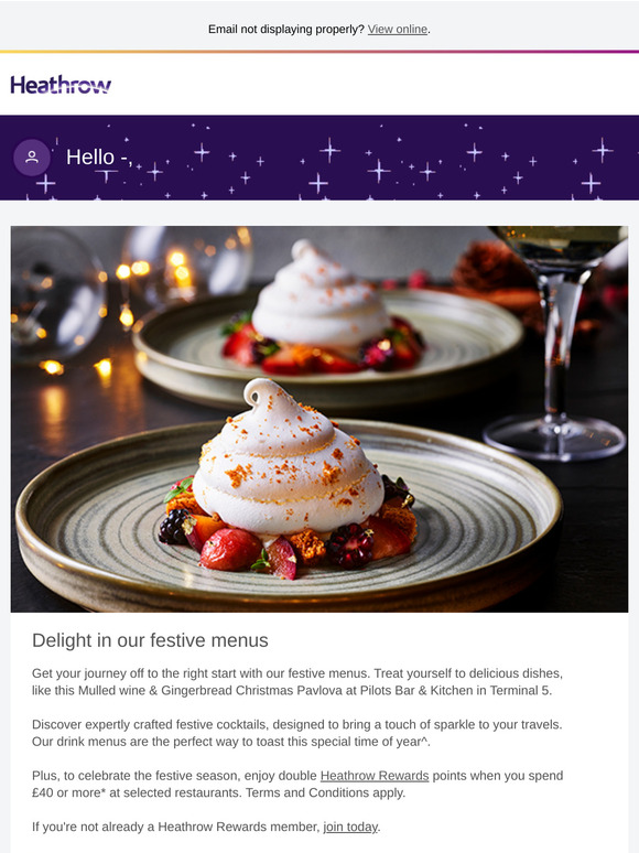 Delightful festive menus