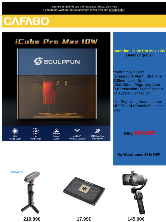 Ready for the Christmas specials? 245€ Get Sculpfun iCube Pro Max 10W, hohem iSteady M6 Kit with AI Only 145€!