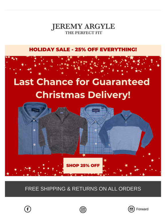Last Chance! Order Today for Christmas Delivery & 25% Off