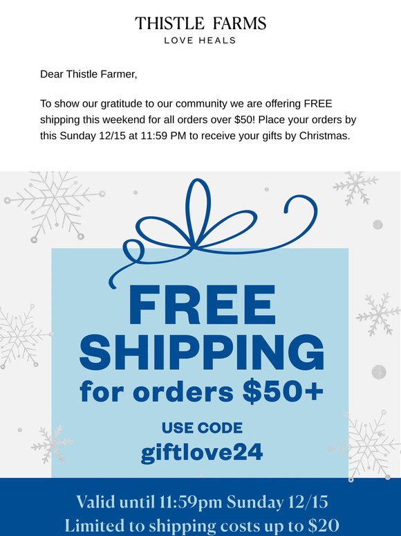 💌 Gift love: Free shipping on orders $50+
