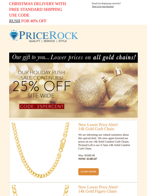 Ends Sunday. Christmas Rush Gold Deals  Exclusive Coupon.