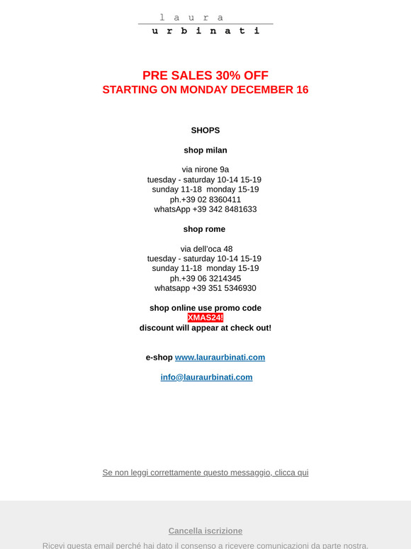 LAURA URBINATI  - FW24 PRE SALES