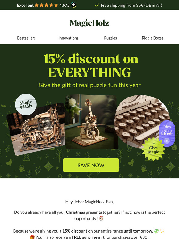 15% discount for the perfect Christmas gifts 🎅🏻 🎁