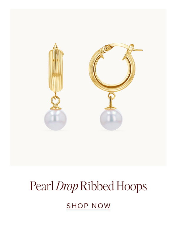 Pearl Drop Ribbed Hoops