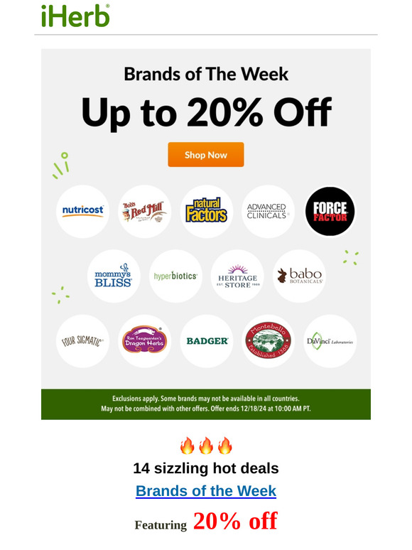 ⭐ Up to 20% off Natural Factors, Advanced Clinicals, Force Factor, Bob’s Red Mill, and more!