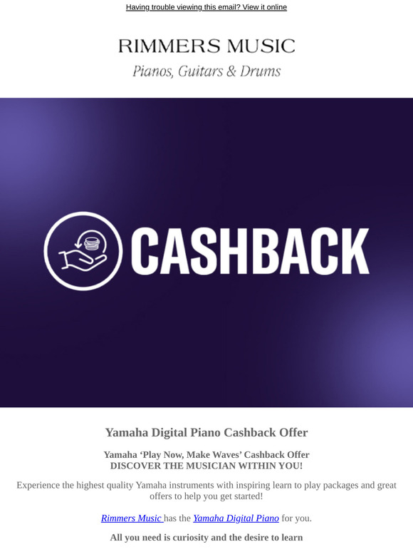 Up To £150 Cashback Available On Selected Yamaha Digital Pianos - Limited Time Offer