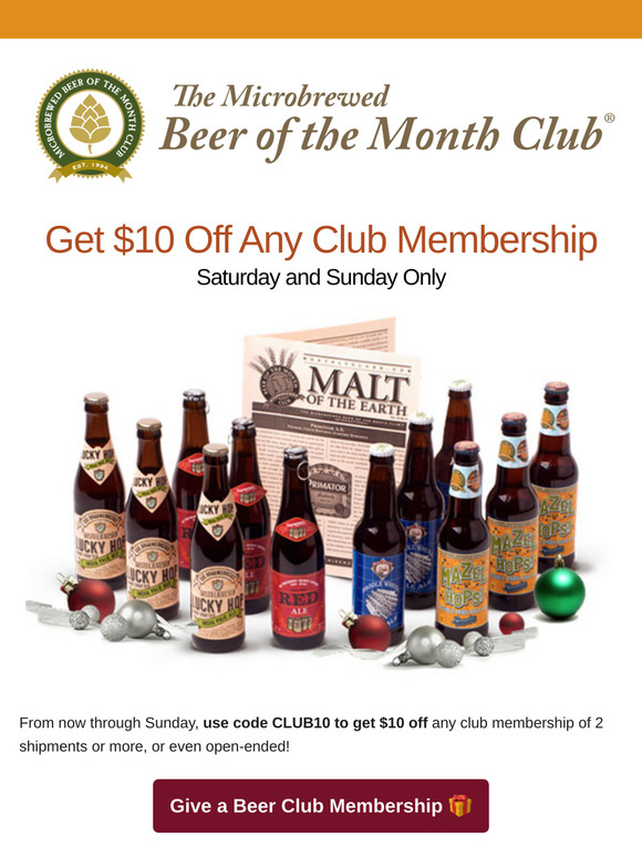 🎁 This Weekend Only: Save $10 on any club order