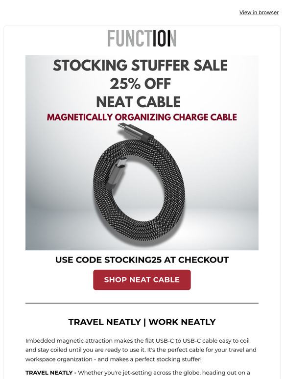 Stocking Stuffer Sale: Save 25% on NEAT CABLE